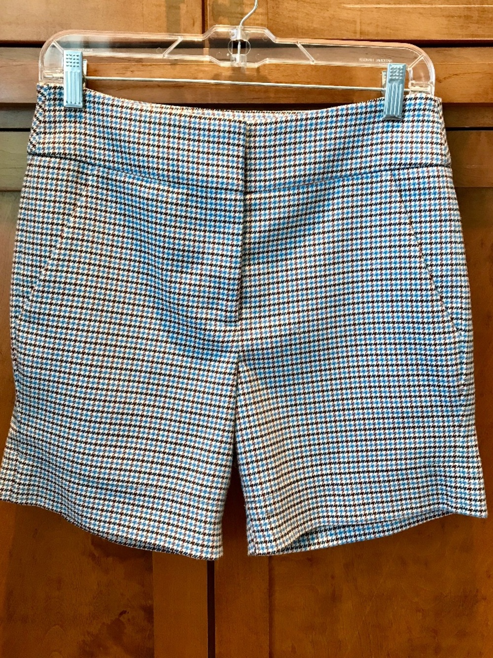 VERONICA BEARD HOUNDSTOOTH PLAID HIGH RISE TROUSER SHORTS